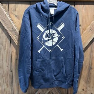 Nike BV2973-410 Men's Hoodie Sportswear Club Graphic Pullover Large Navy Medium